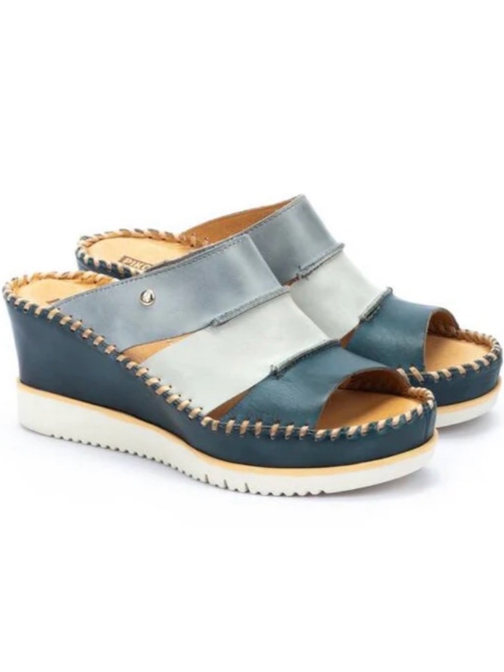 PIKOLINOS Aguadulce Tricolor Leather Wedge Sandals Size EU 39 US 8.5